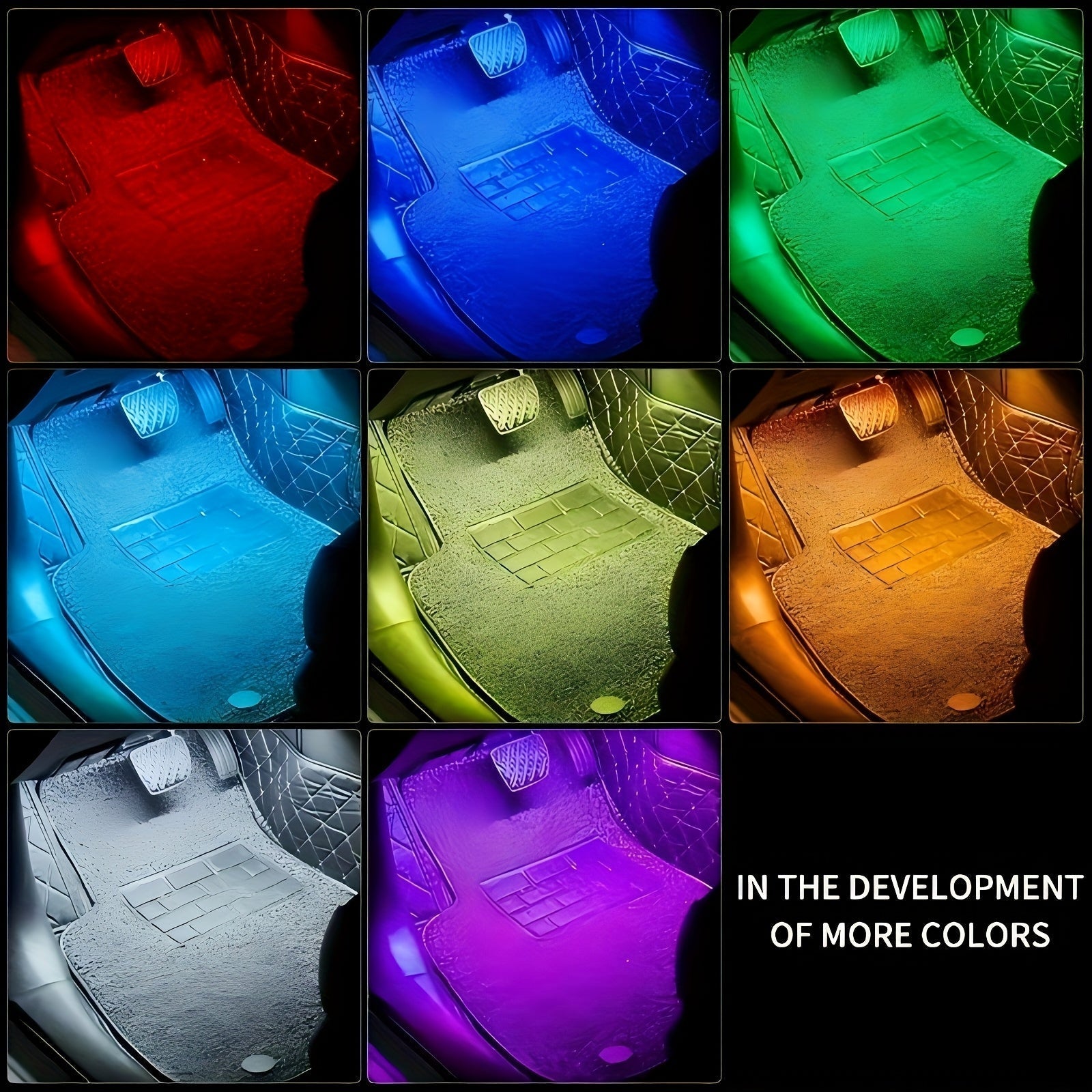 Conjunto de 4 Luces Ambientales para el Interiores del Coche, Lámpara Única Modificada con Colores, Luz de Ambiente USB Decorativa LED con Ritmo Musical