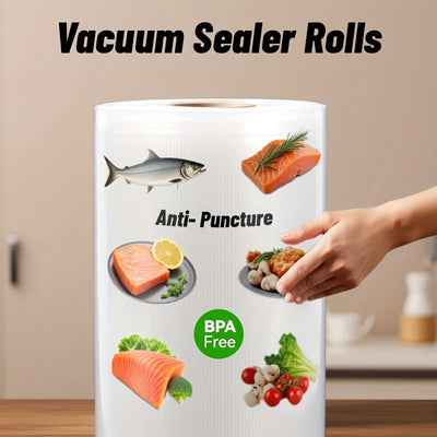 1 Rollo de Bolsas Selladoras al Vacío Resistentes para Conservación de Alimentos, Bolsas de Empaque al Vacío para Ahorrador de Comida, Prevención de Perforaciones, Grado Comercial, Bolsas Vac para Almacenamiento, Preparación de Comidas y Sous Vide en la
