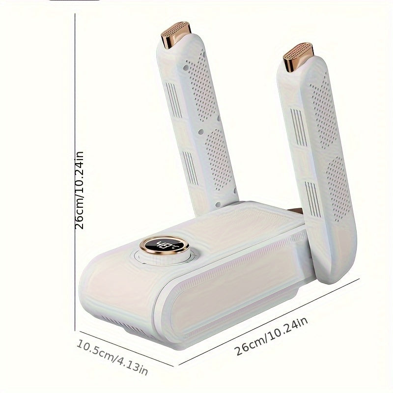 Secador de zapatos portátil de 360° con secador de pelo calentado - Flujo de aire 3D ajustable, temporizador inteligente, enchufe de EE. UU./Europa, diseño compacto para uso en casa y viajes, secador de zapatos, secador de casa, secador elegante, ajustes