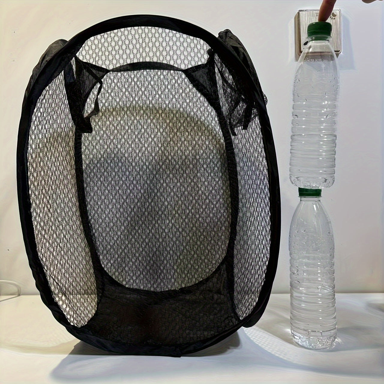 1pc Cesta de Lavandería Plegable Pop-Up con Asas - Capacidad Grande, Cesta de Malla de Poliéster para Baño, Dormitorio, Lavandería, Dormitorio Universitario - Organizador de Almacenamiento de Estilo Casual, Accesorios para Lavandería, Cestas de Lavanderí