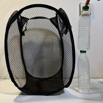 1pc Cesta de Lavandería Plegable Pop-Up con Asas - Capacidad Grande, Cesta de Malla de Poliéster para Baño, Dormitorio, Lavandería, Dormitorio Universitario - Organizador de Almacenamiento de Estilo Casual, Accesorios para Lavandería, Cestas de Lavanderí