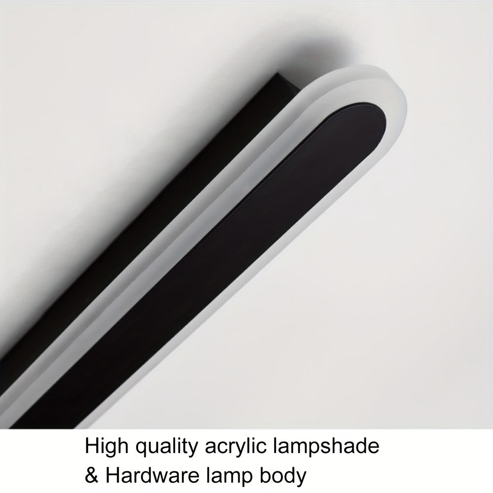 1pc Lámpara de Pared LED Ovalada Moderna, 40.01/59.99/79.98/100.0 cm disponible. Cuerpo metálico con temperatura de color blanco cálido 3000K, luz exterior negra para interiores en salas, porches, garajes y paredes de patios - semiempotrable de voltaje a