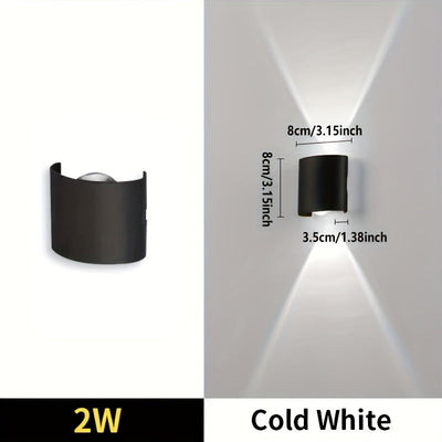Lámpara de pared LED moderna, 2W, 85-265V, para interior y exterior, jardín o patio, con hardware de instalación, montaje semiempotrado, plástico negro, desmontable, sin batería, iluminación para patio | Lámpara de pared elegante | Luz LED moderna, luces