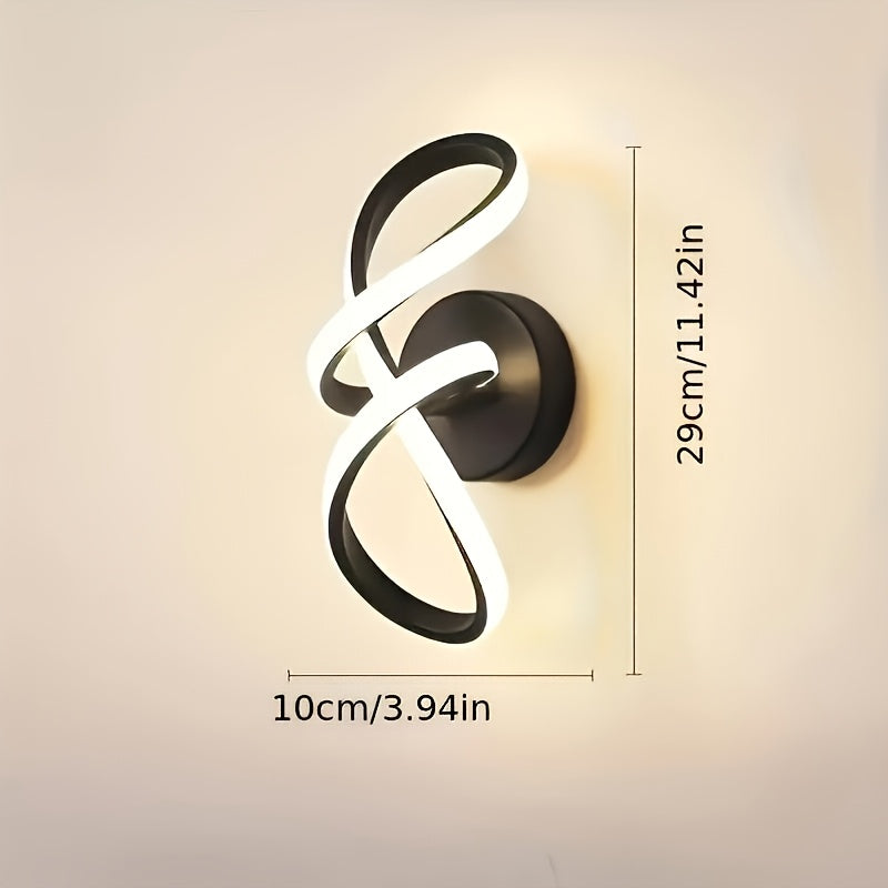 Linterna de pared moderna, fuente de luz LED tricolor en espiral de 18 vatios, 3000-6500K, lámpara de arte para interior, pasillo, galería, dormitorio o sala de estar