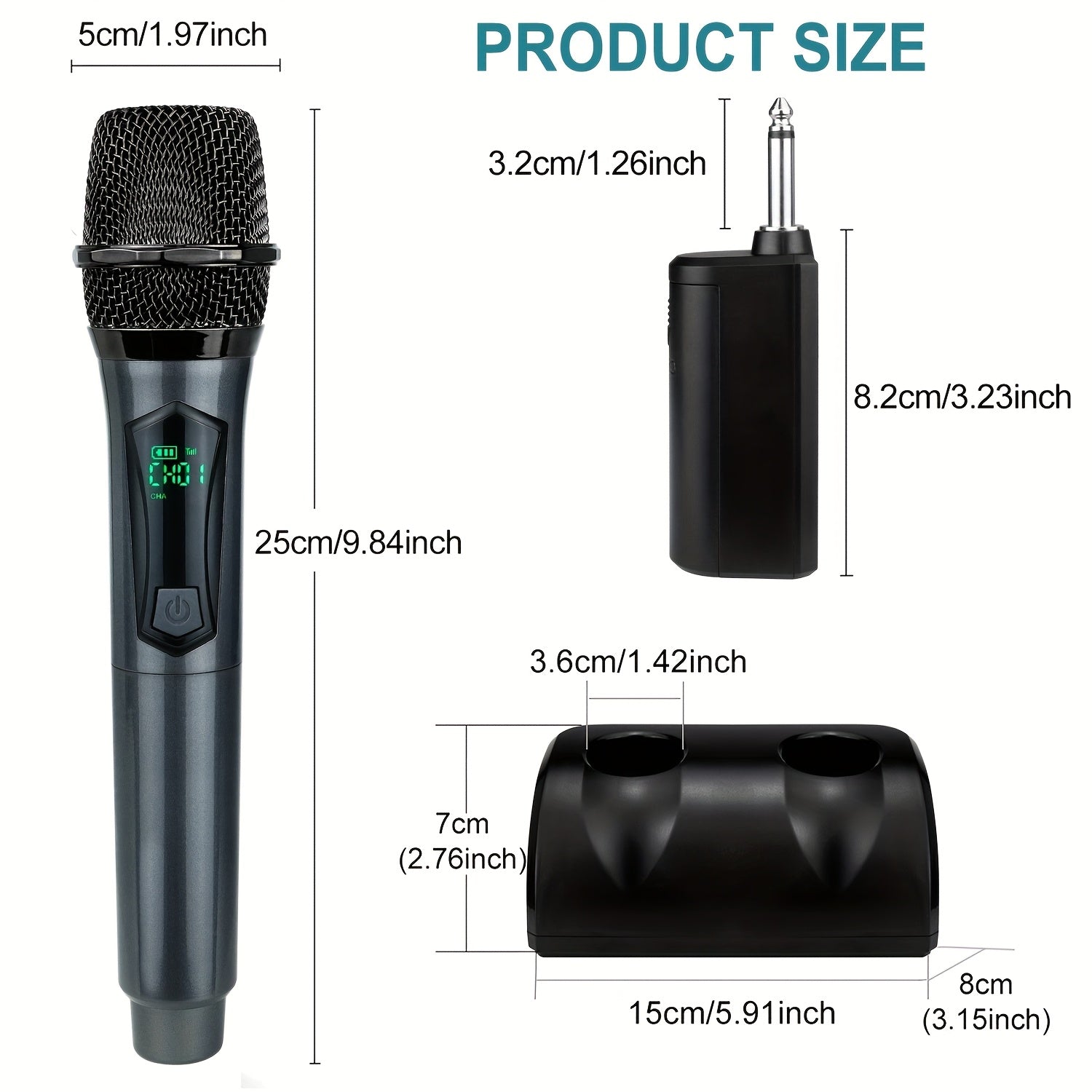 Micrófono condensador Heikuding 108 gris/oro con batería recargable, conector XLR de 6,35 mm y jack TRS de 3,5 mm, clip/soporte/poder fantasma, doble alimentación USB/batería, base antideslizante incluida, micrófono profesional para estudio y podcasting,