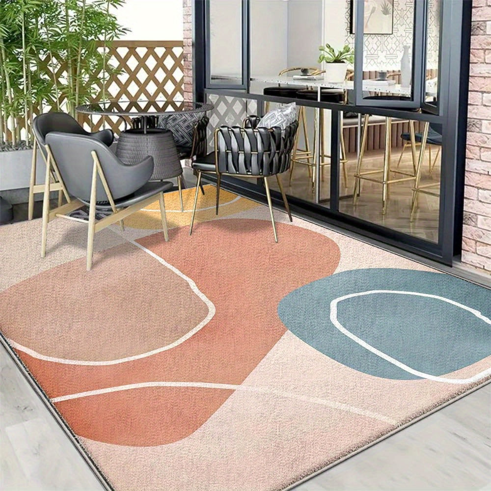Alfombra de Exterior Ultra Suave y Antideslizante con Estilo Francés en Tono Crema, 853g/m², Decoración Elegante para Camping o Restaurantes - Adecuada para Playroom Floral, Lavable a Máquina