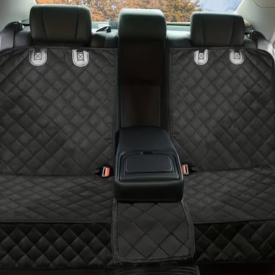 Funda para asiento de auto para perros, impermeable y acolchada de lujo, protectora de asientos traseros largos, antideslizante, compatible con la mayoría de autos, camionetas y SUV con apoyabrazos central