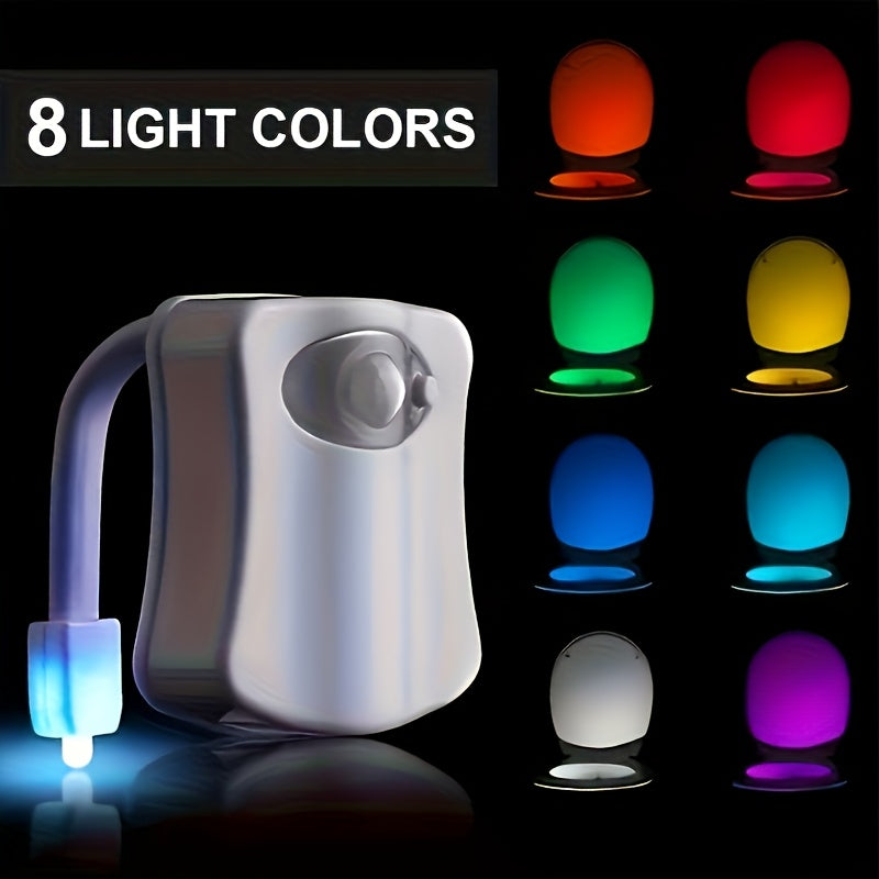 Luz nocturna para inodoro con sensor de movimiento LED de 16 colores, detección por infrarrojos, alimentada por baterías, encendido/apagado automático, fácil instalación en cualquier taza de baño, diseño moderno con brillo ajustable y control remoto