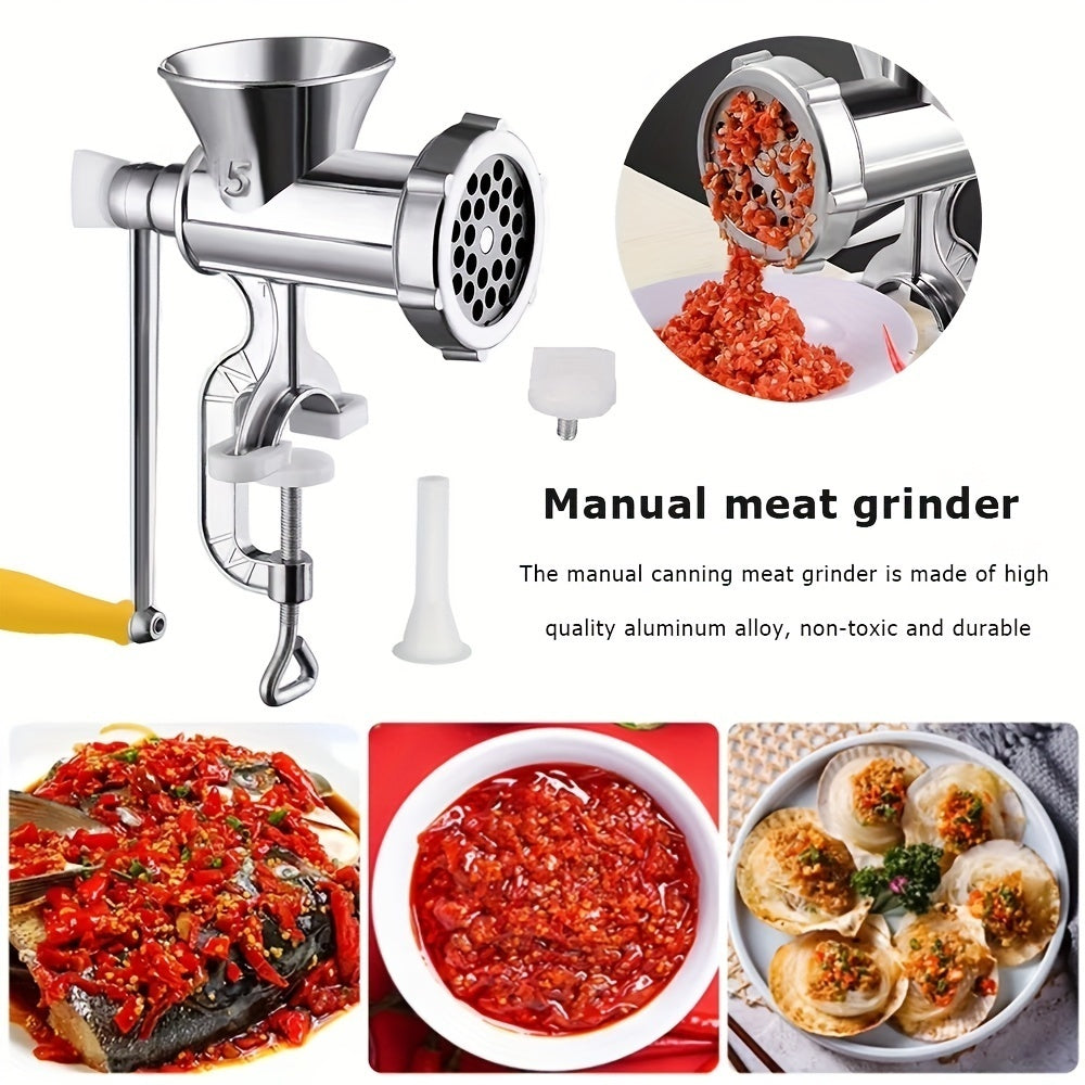 Máquina de picadora de carne para hogar comercial, metal, manual rotativa, sin carga, sin batería, para uso en cocina, equipo de procesamiento de alimentos profesional, picadora de carne para cocina.