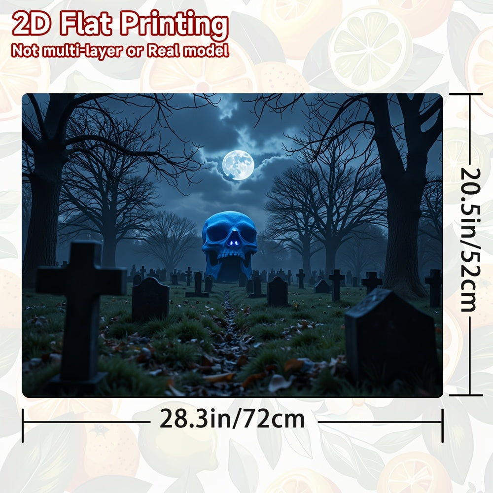 1 pieza, protector de estufa con diseño de cementerio de Halloween, impresión plana 2D, 100% poliéster, compatible con estufas de gas e inducción, secadoras, lavadoras - accesorio elegante para el hogar con escena de noche aterradora, decoraciones de Hal