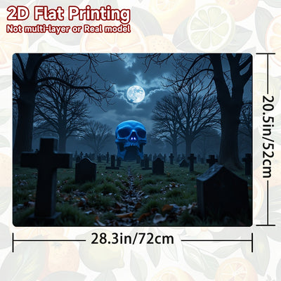 1 pieza, protector de estufa con diseño de cementerio de Halloween, impresión plana 2D, 100% poliéster, compatible con estufas de gas e inducción, secadoras, lavadoras - accesorio elegante para el hogar con escena de noche aterradora, decoraciones de Hal
