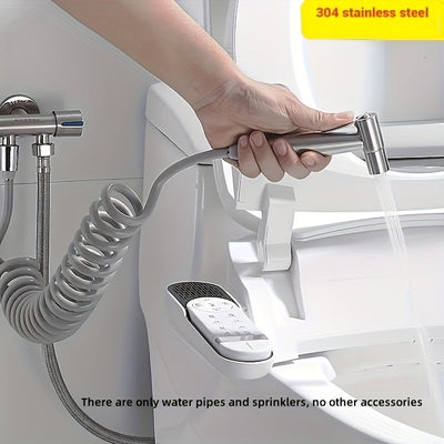 Kit de ducha manual a presión de acero inoxidable con manguera y soporte de pared, boquilla autolimpiante para baño/ducha/limpieza de mascotas, diseño resistente a fugas, acabado clásico en cromo, sin accesorios incluidos, cabezal de ducha para baño, con
