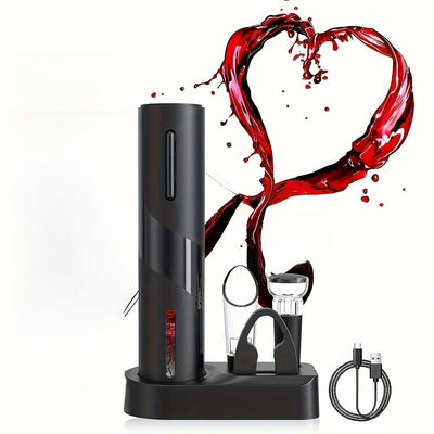 abridor de botellas de vino eléctrico recargable Cortador de papel de aluminio Sacacorchos automático con cable de carga USB Traje para abridor de latas de cocina Bar