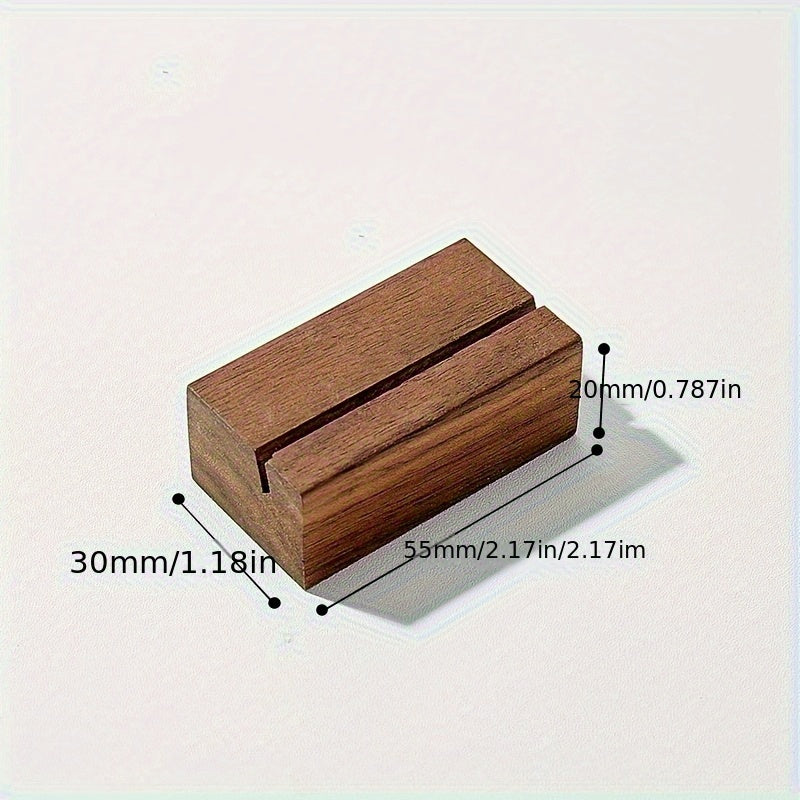 Soporte de Madera para Fotos y Tarjetas - Grabado Personalizado, Organizador Minimalista para Tarjetas de Visita y Fotos, Soporte Duradero con Toque Personalizado, Decoración Elegante para Oficina o Hogar, Acabado en Madera Oscura