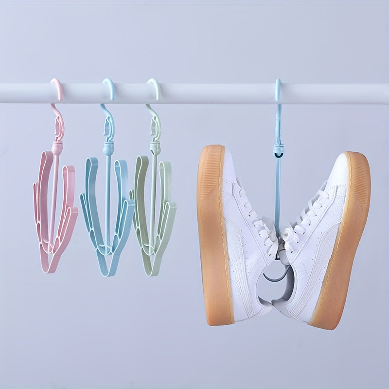 Organizador de Zapatos Duradero con Múltiples Ganchos - Verde Pastel y Azul, Ahorrador de Espacio para Uso Interior/Exterior, Balcón, Entrada, Armario, Diseño Elegante y Ligero, Secado de Calzados
