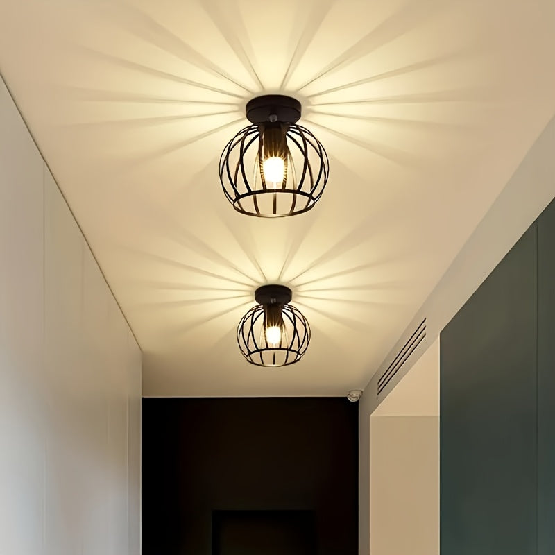 1pc, Lámpara Colgante Rústica con Base E27, Luz de Techo para Pasillo, Comedor o Dormitorio, Diseño Retro Industrial, Lámpara de Techo Tipo Granja para Isla de Cocina, Montaje Directo (Sin Bombilla)