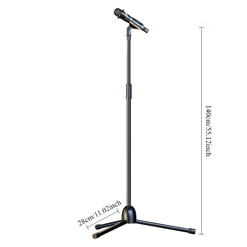Soporte de micrófono ajustable profesional con sujeción de pinza - Soporte trípode de hierro duradero para transmisión en vivo, grabación, canto, actuaciones en escena - Uso interior/exterior, pies de goma antideslizantes, portátil y resistente, equipo d