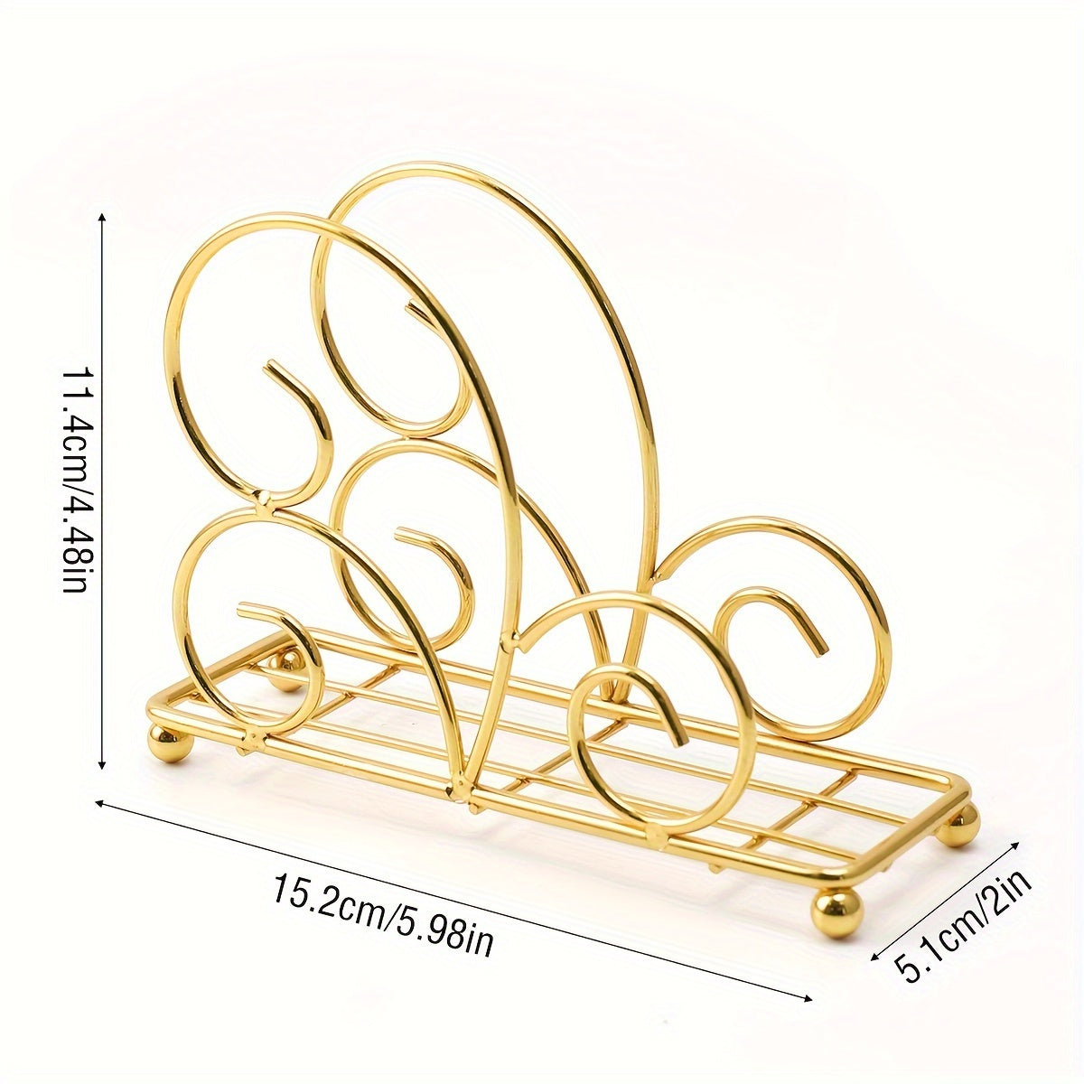 Soporte para Servilletas de Hierro Fundido de 1 Pieza - Diseño de Media Luna con Calados, Organizador de Mesa para Cocina, Comedor y Uso en Cafeterías e Hoteles - Decoración Elegante para la Mesa, Accesorio de Cocina | Calado Decorativo | Diseño Intrinca