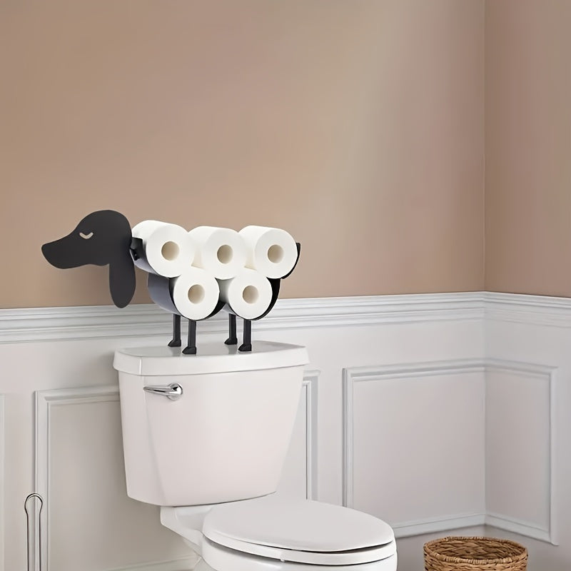 Soporte de papel higiénico de perro de hierro creativo, soporte de rollo de papel higiénico para baño, hierro forjado, estante de almacenamiento de papel higiénico independiente, elementos esenciales para el hogar