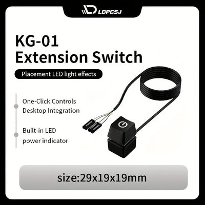 LDPCSJ Cable de Extensión Azul LED 1.8m para Encendido/Apagado de Placa Base PC, Interruptor Externo para Escritorio en Casa u Oficina