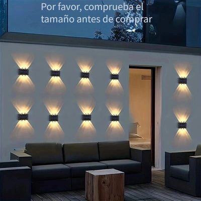 Luz de pared solar - Luz de camping al aire libre con 6 LED, iluminación de doble color para patio, calle, paisaje, decoración de jardín, regalo de Navidad
