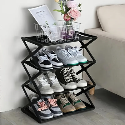 1 Juego de 4 Niveles de Estante de Zapatos Ahorrador de Espacio - Estante de Zapatos Duradero de PP, Fácil Montaje, con un Diseño Elegante y Sencillo, Adecuado para Vestíbulos y Dormitorios, Puede Albergar Zapatillas y Zapatos Casuales, Lavable a Mano