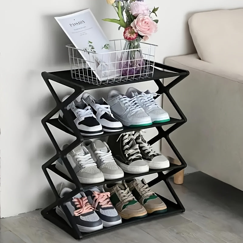 1 Juego de 4 Niveles de Estante de Zapatos Ahorrador de Espacio - Estante de Zapatos Duradero de PP, Fácil Montaje, con un Diseño Elegante y Sencillo, Adecuado para Vestíbulos y Dormitorios, Puede Albergar Zapatillas y Zapatos Casuales, Lavable a Mano