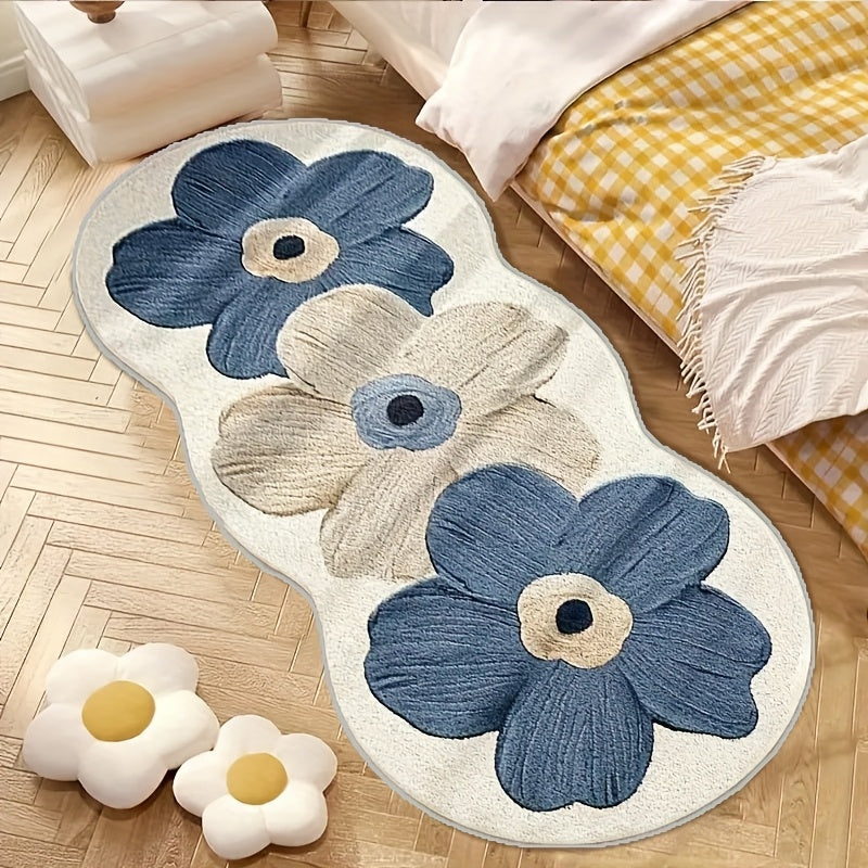 1 pieza de alfombra de terciopelo de 850 gramos/m², diseñada para decoración de dormitorios estilo pintura al óleo, con un fondo de partículas de goma antideslizante. Esta alfombra lavable es adecuada para dormitorios, cabeceros de cama, puertas, salas d