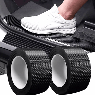 1 Rollo de Protector de Borde de Puerta de Coche con Fibra de Carbono Nano 3D, Cinta Adhesiva Impermeable y Resistente a Rasguños de PVC, Película Universal Anticolisión, Negro