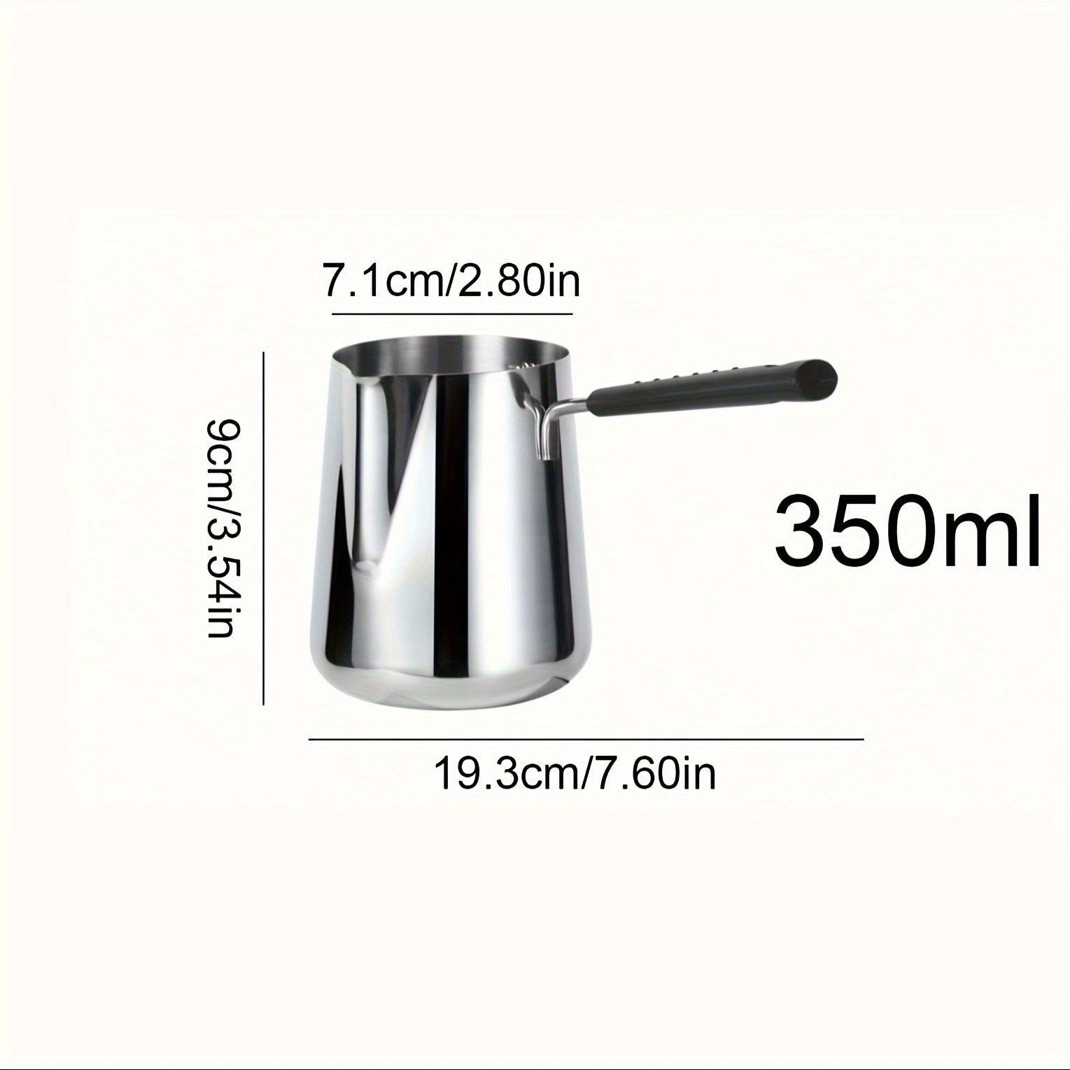1pc Servidor de Acero Inoxidable para Café con Mango Largo, Capacidad de 350ml/600ml, Calentador de Vertido Versátil para Espresso, Leche, Arte de Latte, Chocolate y Derretimiento de Mantequilla, Ideal para Uso en Casa, Restaurante y Café, Tema de Vacaci