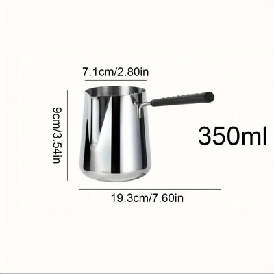 1pc Servidor de Acero Inoxidable para Café con Mango Largo, Capacidad de 350ml/600ml, Calentador de Vertido Versátil para Espresso, Leche, Arte de Latte, Chocolate y Derretimiento de Mantequilla, Ideal para Uso en Casa, Restaurante y Café, Tema de Vacaci