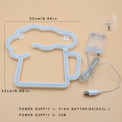 Letrero de cerveza LED con USB y batería, ideal para bares en casa, garajes, patios y cuevas de hombre, decoración de pared vibrante, regalo perfecto para novios