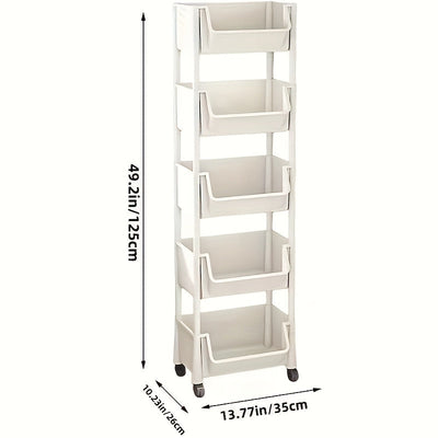 Librero móvil de 4/5 pisos, montaje japonés, estantería simple, estante para especias, estantería de oficina, carrito de oficina, carrito de almacenamiento para sala de estar familiar y estudiantil