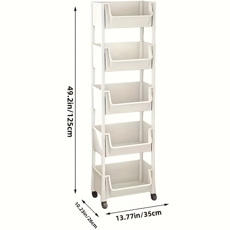 Librero móvil de 4/5 pisos, montaje japonés, estantería simple, estante para especias, estantería de oficina, carrito de oficina, carrito de almacenamiento para sala de estar familiar y estudiantil