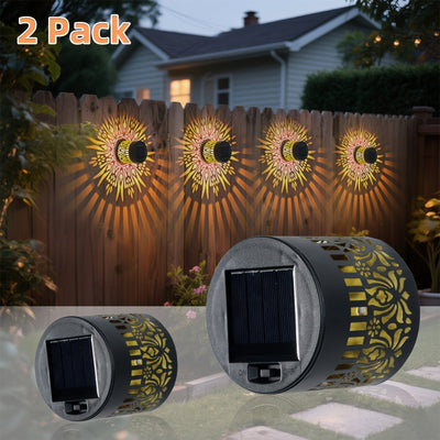 Juego de 2 Faroles Solares para Exteriores - Luces Metálicas IP65 para Paredes, Iluminación Redonda y Brillante con Encendido Automático al Anochecer, Diseño Vintage para Patio o Jardín, Ideal para Puertas y Caminos (IP65)