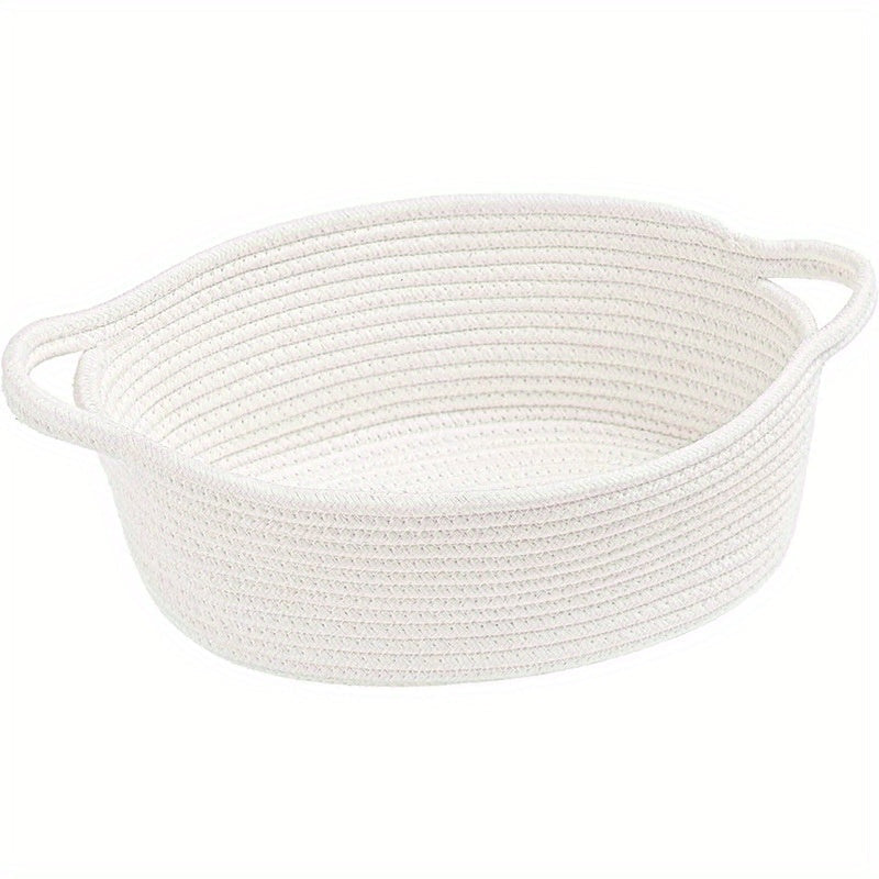 Canasta de Almacenamiento Tejida a Mano con Cuerda de Algodón de Amazon - Organizador Moderno de Gran Capacidad para Juguetes, Mantas, Ropa Sucia - Canasta Decorativa Blanca Personalizable DIY, Diseño Robusto con Asas