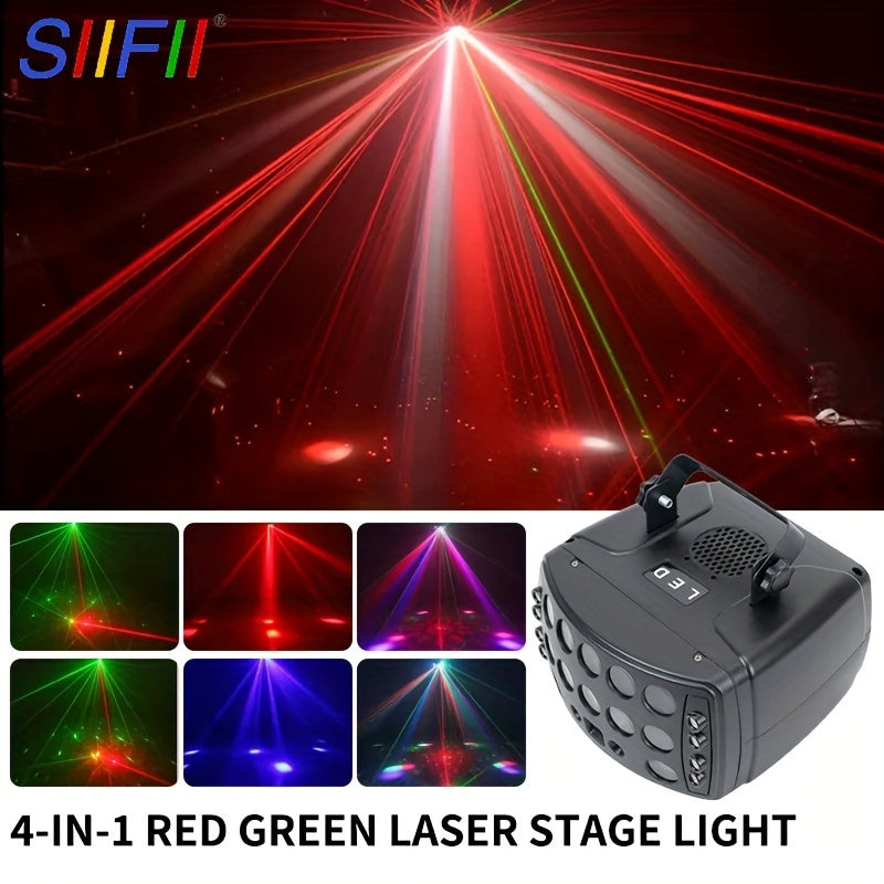 Luces de Efecto DJ para Fiestas, Lámpara Giratoria de Láser Colorida con Ambiente Parpadeante y Control por Voz para Escenario de Discoteca o Bar