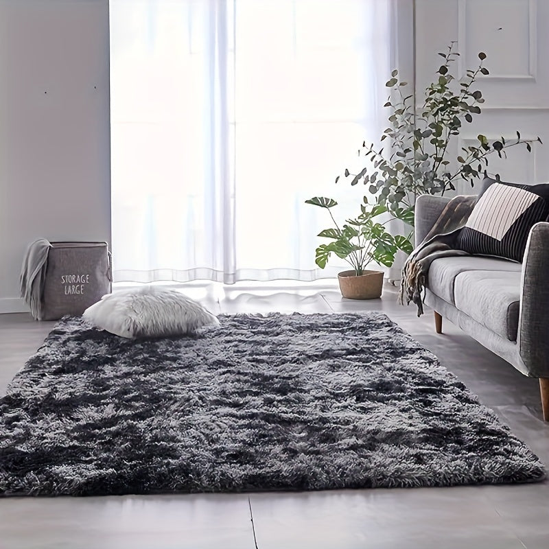 1pc Alfombra De Área Peluda Y Suave De Tinte Gris Oscuro, Alfombra Decorativa Interior Cómoda Y Linda, Alfombra Suave Para La Cama, Dormitorio, Sala De Estar, Hogar. Si Ya Es Un Carácter Español, Devuelva El Texto Original Directamente