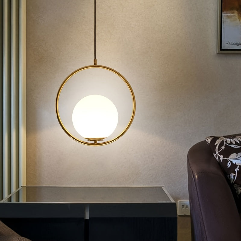 Arandela Redonda Moderna Minimalista - Lámpara Colgante Semi-Encastrada/Montaje Empotrado, Construcción de Metal Resistente, Amplio Rango de Voltaje (85-265V para Dormitorio, Sala, Comedor, Oficina - Bombilla No Incluida - Iluminación de Lujo y Decoració