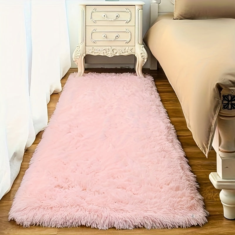 1 pieza de Alfombra Larga Rosa de Peluche, Suave y Cómoda en Color Beige Claro, Esponja Elástica Insonorizante para el Suelo con Sensación de Pies, Decoración Interior que No Se Caiga, Fuerte y Duradera Fácil de Cuidar, Adecuada para Dormitorio, Alcoba,
