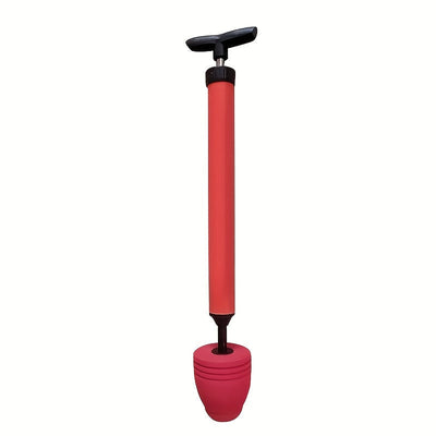 1 desatascador manual de alta presión para inodoro, con boquilla flexible giratoria 360° de acero inoxidable, a prueba de fugas, color rojo, eficaz para destapar drenajes