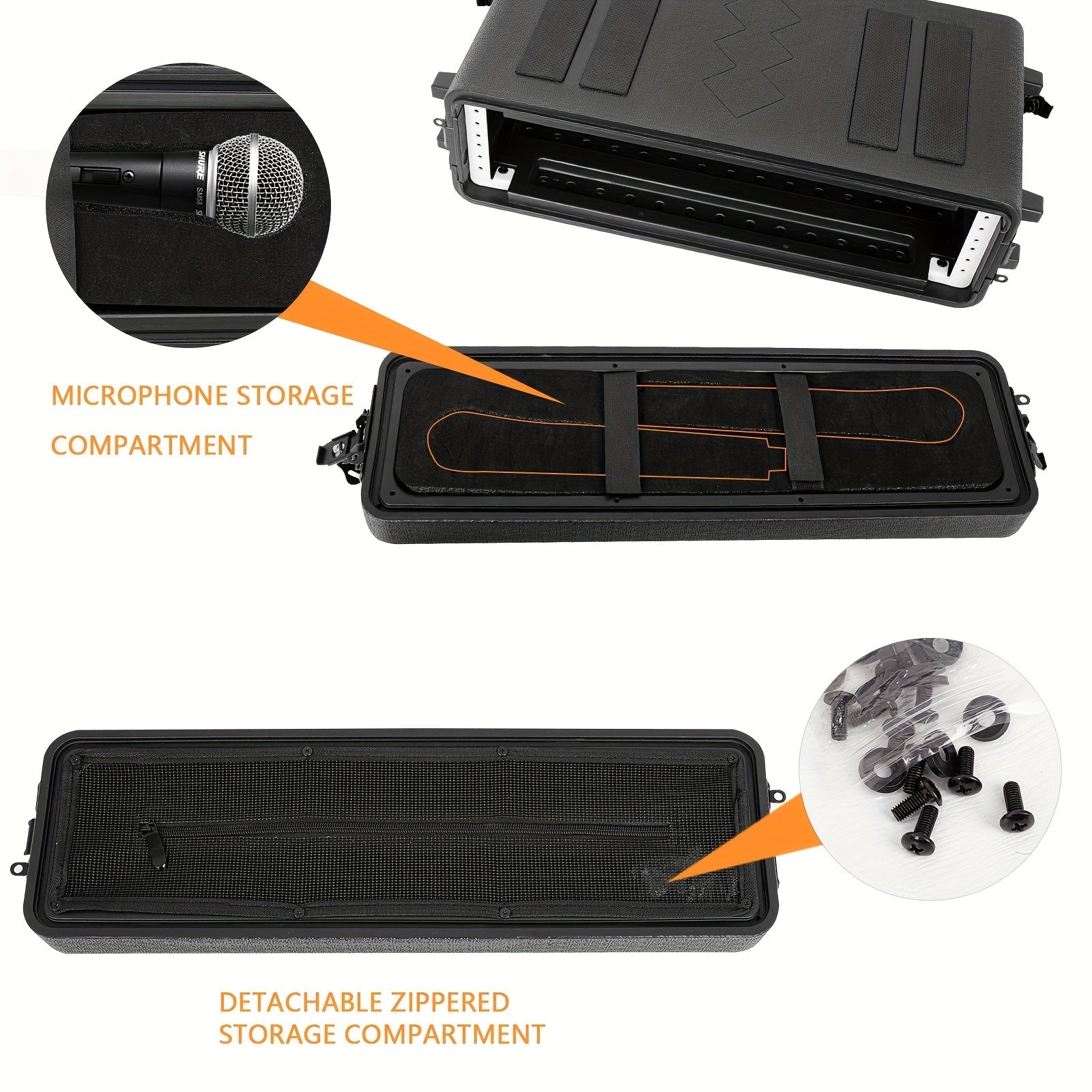Estuche Rígido Duradero de 2U con Inserción de Espuma - Ideal para Sistemas de Micrófonos Inalámbricos, Amplificadores, Efectos y Mezcladoras - Soporte de Viaje Profesional para Almacenamiento Seguro, Estuche para Audíofono