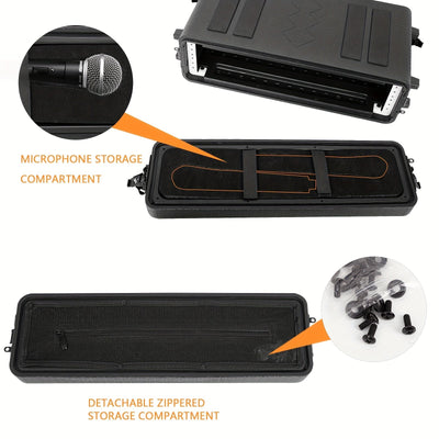 Estuche Rígido Duradero de 2U con Inserción de Espuma - Ideal para Sistemas de Micrófonos Inalámbricos, Amplificadores, Efectos y Mezcladoras - Soporte de Viaje Profesional para Almacenamiento Seguro, Estuche para Audíofono