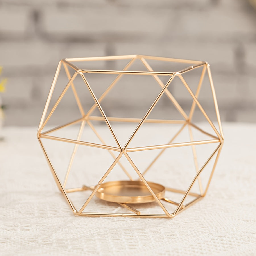 1 Elegante Portavelas Geométrico de Metal Negro con Diseño de Rosa y Cielo Estrellado - Decoración Minimalista de Mesa para Velas de Aromaterapia, Perfecto para el Ambiente del Hogar, Decoración de Portavelas