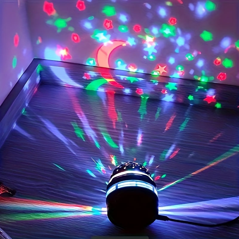Proyector de Luz Nocturna Cielo Estrellado - Alimentación USB, rotación automática para dormitorios, salas de juegos, cine en casa y decoración de techos - ideal para Navidad, Halloween, bodas y camping, decoración navideña
