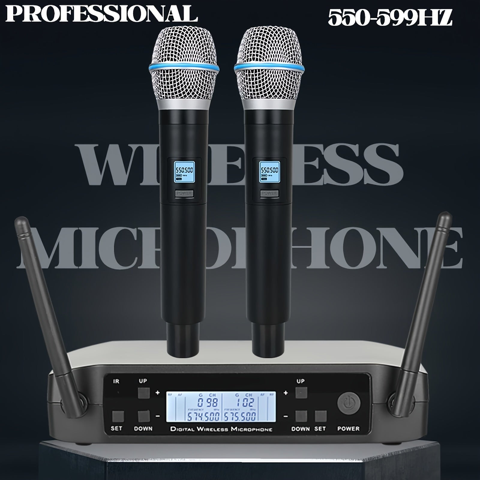 Sistema de micrófono inalámbrico GLXD487C Pro con 2 micrófonos de mano 200 frecuencia para presentaciones en escenarios, conferencias, karaoke en casa y bodas