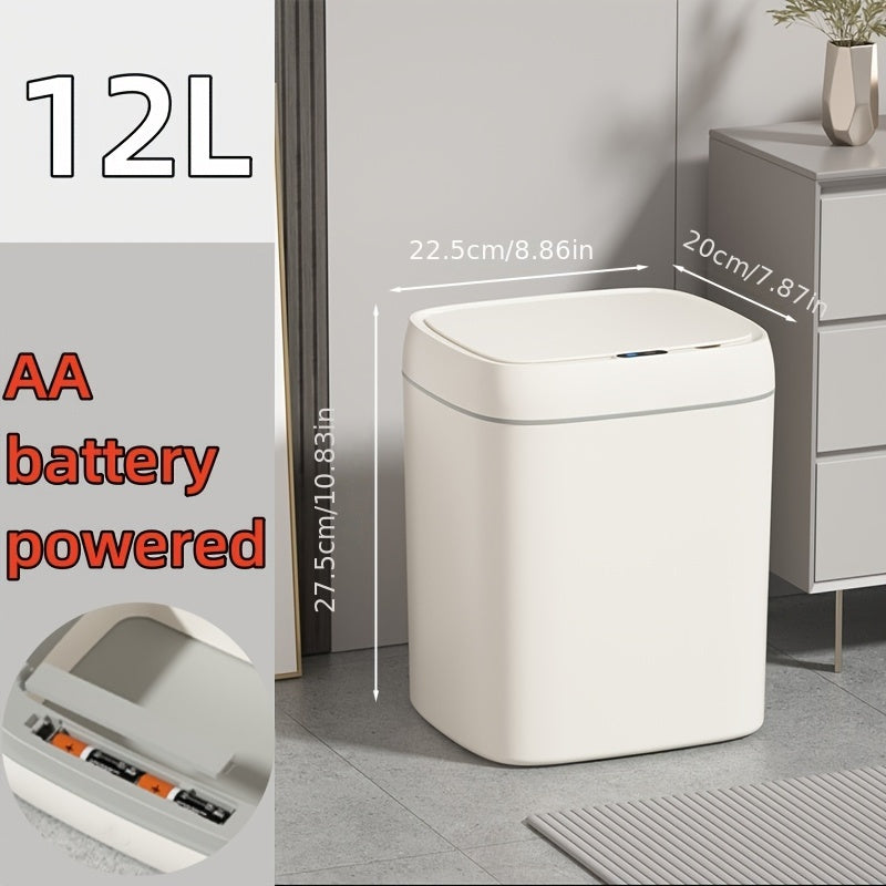 1pc Bote de basura con tapa con sensor de movimiento alimentado por batería - Cierre silencioso, resistente a los olores, cubo de basura activado por deportes para hogar y oficina - Ideal para decoraciones de Acción de Gracias, Halloween, Navidad (funcio