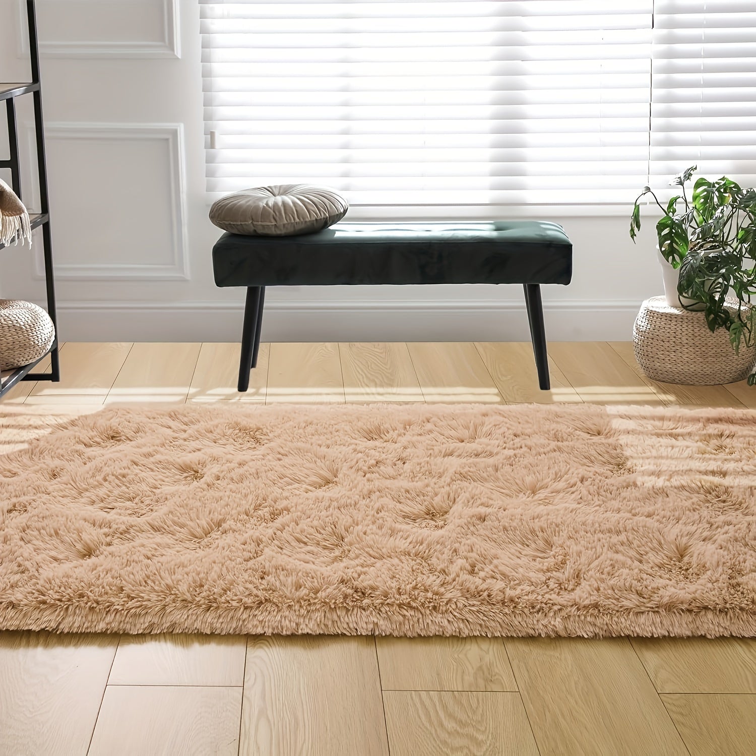 1pieza Alfombra Suave y Acogedora de Área de Pelusa - Rectangular, Poliéster, Alfombra de Comodidad Duradera para Sala, Dormitorio y Pasillo - Disponible en Múltiples Colores, Uso Interior Solo, Alfombra de Dormitorio|Alfombra de Textura Suave|Alfombra R