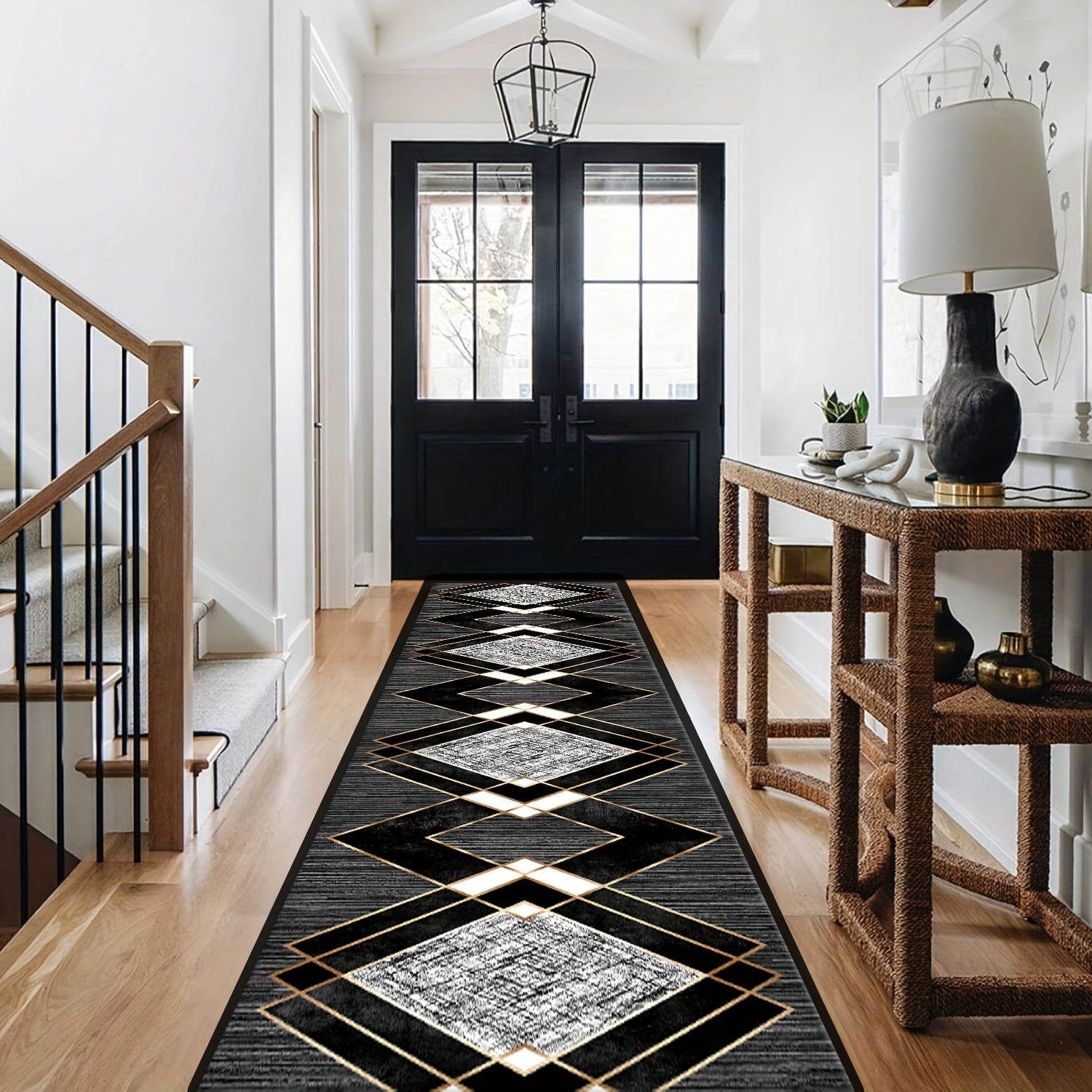 Alfombra larga bohemia vintage, suave, lavable a máquina, forma rectangular, 100% poliéster, para interior y exterior, pasillo, cocina, lavandería, decoración de dormitorio, 1 unidad