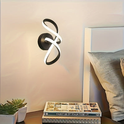 Linterna de pared moderna, fuente de luz LED tricolor en espiral de 18 vatios, 3000-6500K, lámpara de arte para interior, pasillo, galería, dormitorio o sala de estar